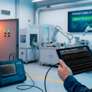 Gráfica de monitoreo de tensión y armónicos en planta industrial.